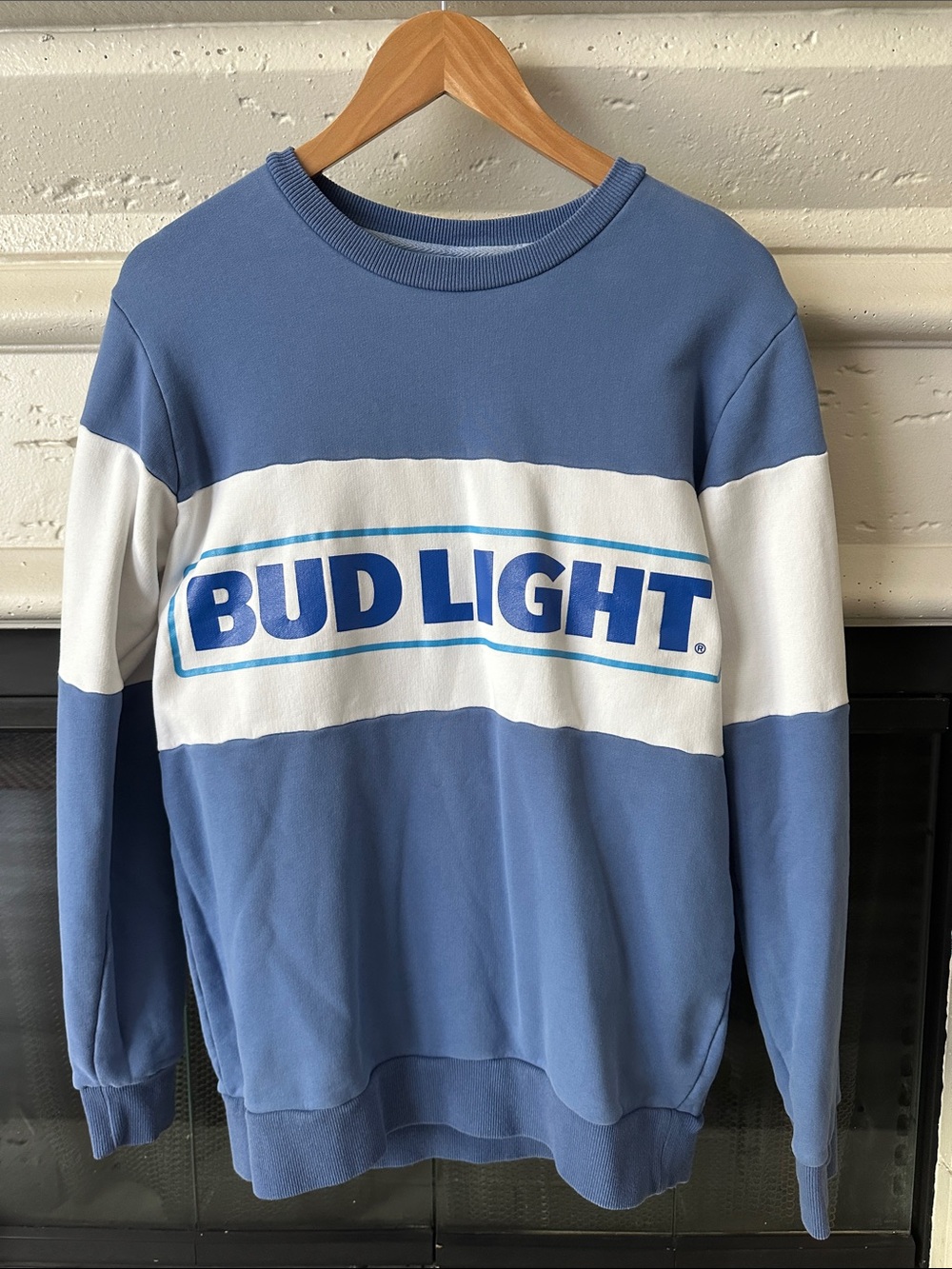 Bud Light- Blue and White Crewneck Sweater
